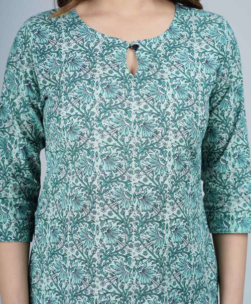 Blue Ethnic Printed Cotton Top