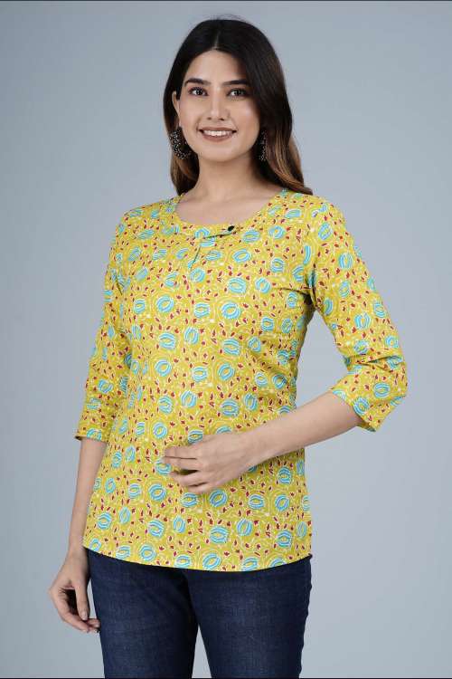 Green Ethnic Printed Cotton Top