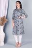 Grey Jaipur Print Straight Cotton Kurta