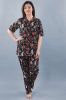 Black Floral Printed Cotton Night Suit