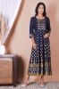 Blue & Golden Printed Rayon Kurta