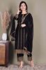 Black Rayon Embroidered Ethnic Kurta with Palazzo Pants and a Dupatta