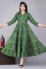 Green & Gold Printed Cotton Anarkali Kurta