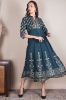 Premium Gold Printed Blue Rayon Kurta 