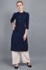 Solid Navy Blue Straight Pintex Kurti