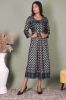 Black and Golden Printed A-Line Rayon Kurta with a Jacket