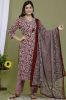 Maroon Color Cotton Kurta With Pant & Dupatta