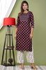 Magenta Embroidered Straight Kurta With Printed Palazzo