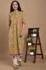 Lime Green and Pink Floral Printed A-Line Kurta with Printed Palazzo Pants Set