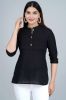 Black Solid Pleated Cotton TopBlack Solid Pleated Cotton Top