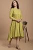 Green High-Low Printed Cotton A-Line Kurta