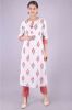 White and Red Printed A-Line Kurta With Palazzo Pants