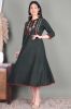Solid Olive Green Embroidered Rayon A-Line Kurta