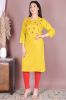 Mustard Rayon Handwork Straight Kurta