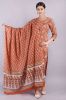 Orange Printed Cotton Kurta With Palazzo & Dupatta