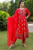 Red Handwork Rayon Kurta With Palazzo & Dupatta