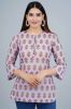 Lavender Ethnic Printed Straight Cotton Top