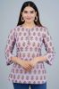 Lavender Ethnic Printed Straight Cotton Top