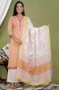 Yellow and White Cotton Printed Straight-Fit Kurta Palazzo with Dupatta