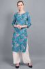Blue Printed Straight Kurta