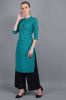 Solid Turquoise Straight Cotton Kurta