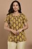 Brown & Mustard Printed Casual Cotton Top