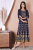 Blue and Golden Printed Rayon Kurta