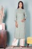 Green and White Striped A-Line Kurta