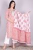 White & Pink Floral Printed Cotton Kurta with Solid White Palazzo and a Printed Dupatta