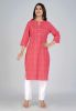 Red Striped Printed Straight Cotton Kurta