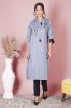 Grey & Black Striped EmbroideGrey Kurta With Black Solid Pant