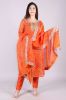 Cotton Silk Orange Bandhej Heavy Embroidery Kurta with Trouser and Dupatta