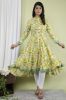 Mustard floral Printed A-Line Flared Cotton Kurta