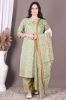 Green Printed Cotton Kurta with Palazzo and a Dupatta