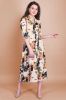 Black Rayon Printed Midi One Piece Dress