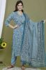 Teal Color Cotton Kurta With Pant & Dupatta