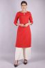 Red Color Cotton Kurti with Neck Button