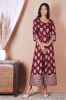 Maroon & Golden Printed Long Rayon Kurta