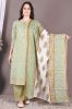 Green Printed Cotton Kurta With Palazzo & Dupatta