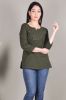 Solid Mehendi Green Short Cotton Casual Top