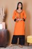 Solid Orange Embroidered Rayon Kurta