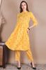 Yellow Printed Flared Cotton Kurta with Printed Palazzo