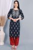 Blur Rayon Ethnic Printed Embroidered Kurta With Palazzo