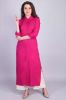 Shirt Style Solid Pink Long Straight Kurta