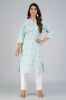 Blue Abstract Printed Straight Cotton Kurta