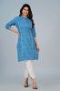 Blue Printed Straight Cotton Kurta