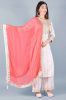 Off-White Ethnic Kurta With Palazzo & Peach Dupatta