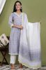 Lavender A-Line Cotton Kurta with Palazzo & Dupatta