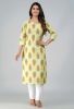 Green Floral Printed Straight Cotton Kurta