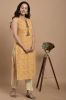 Beige and Yellow Printed Sleeveless Cotton Kurta